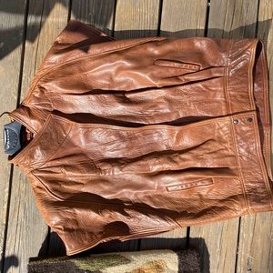 Brown Leather (rather) short sleeve jacket
